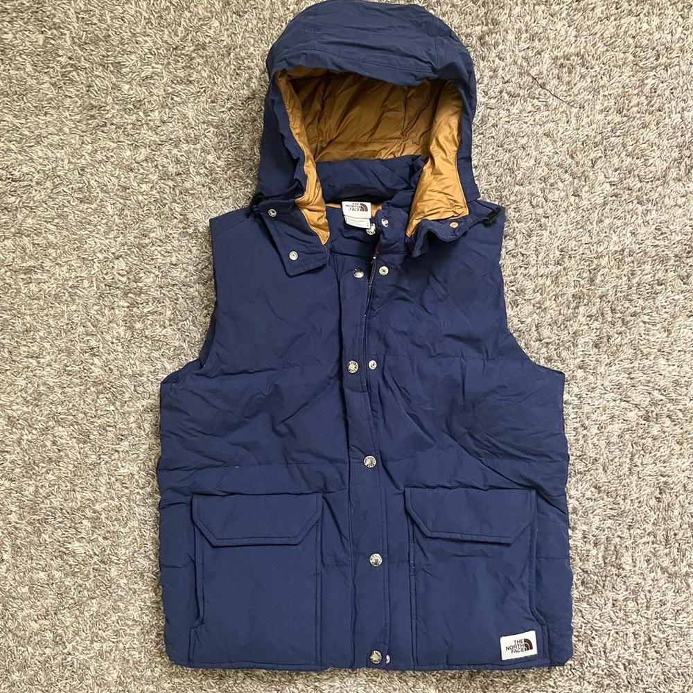 The North Face Navy and Gold Hooded Vest